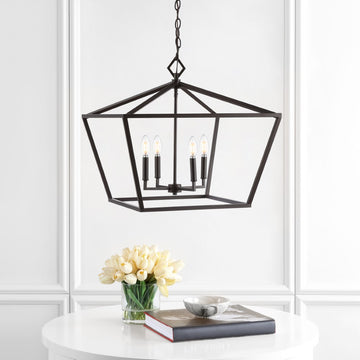 Gatsby 23" Adjustable Iron Rustic Glam LED Pendant - JONATHAN Y